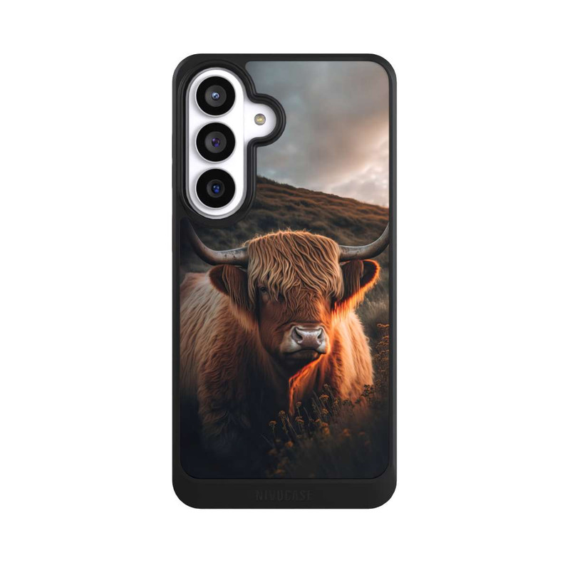 Galaxy S26+ NIVOcore Vache Highland avec de grandes cornes avec IA