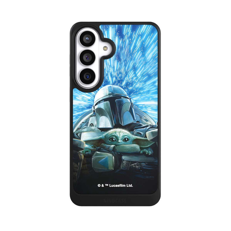 Galaxy S26+ NIVOcore Grogu und Mando fliegen blau