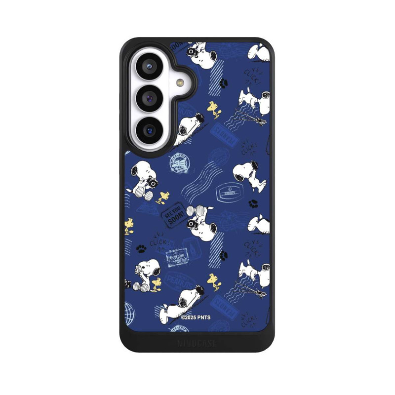 Galaxy S26+ NIVOcore Peanuts Travel Stamps Pattern Blue