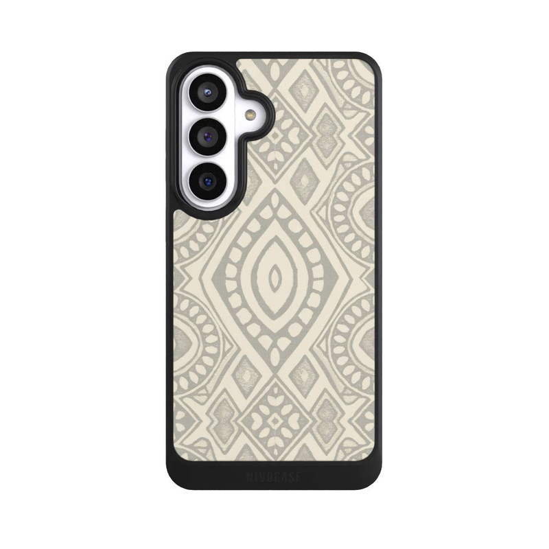Galaxy S26+ NIVOcore Boho Geometric Mosaic Pattern Neutral Grey and Beige