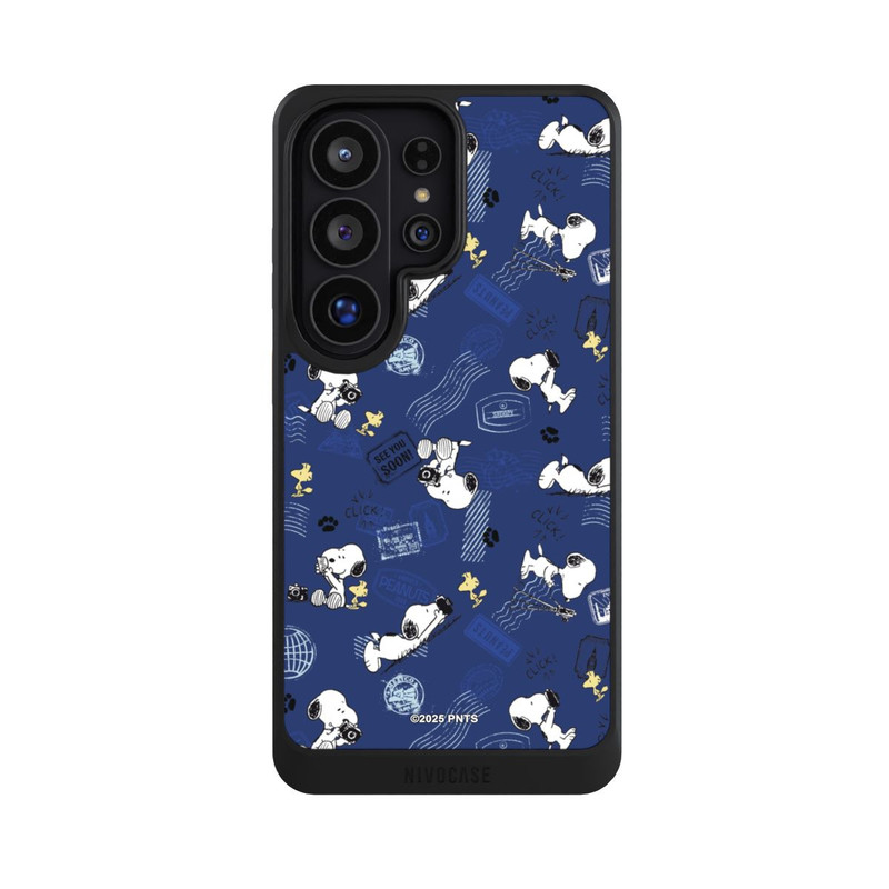 Galaxy S26 Ultra NIVOcore Peanuts Travel Stamps Pattern Blue