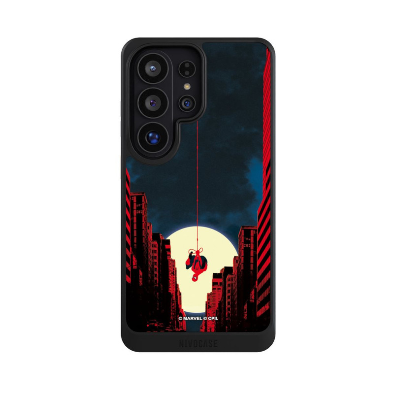 Galaxy S26 Ultra NIVOcore Spider-Man Marvel between Skyscrapers