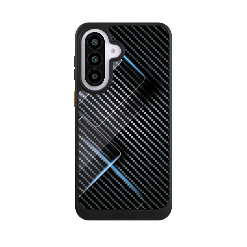 Galaxy A57 5G NIVOcore Blaue Linien auf Karbon