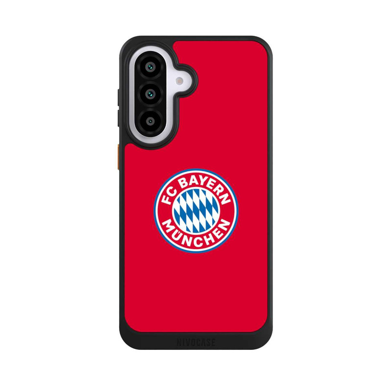 Galaxy A57 5G NIVOcore FCB Logo sur fond rouge