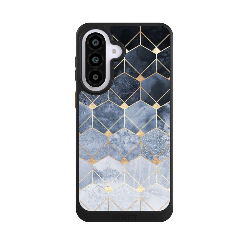Galaxy A57 5G NIVOcore Blaue Sechsecke und Diamanten Golddruck