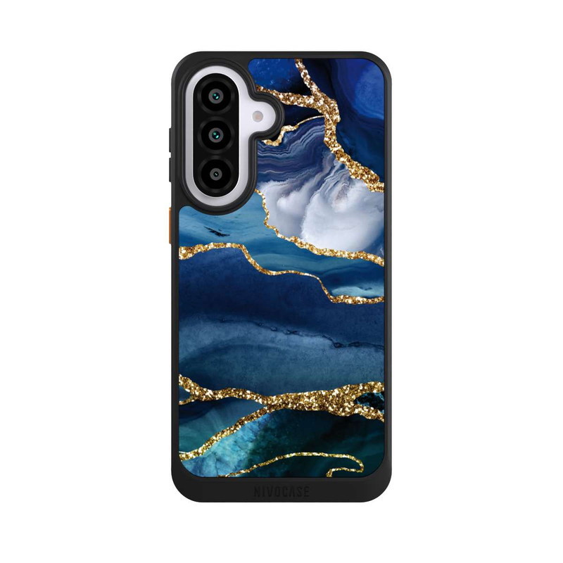 Galaxy A57 5G NIVOcore  Blauer Marmor Gold Glitzer Look