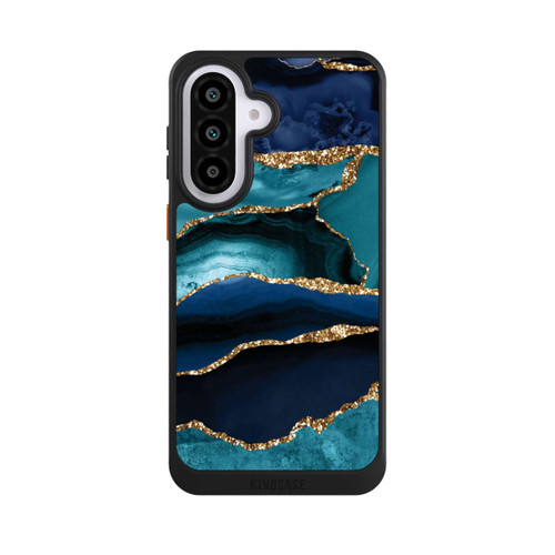 Samsung Galaxy A57 5G NIVOcore Dark and Light Blue Marble Gold Glitter Look