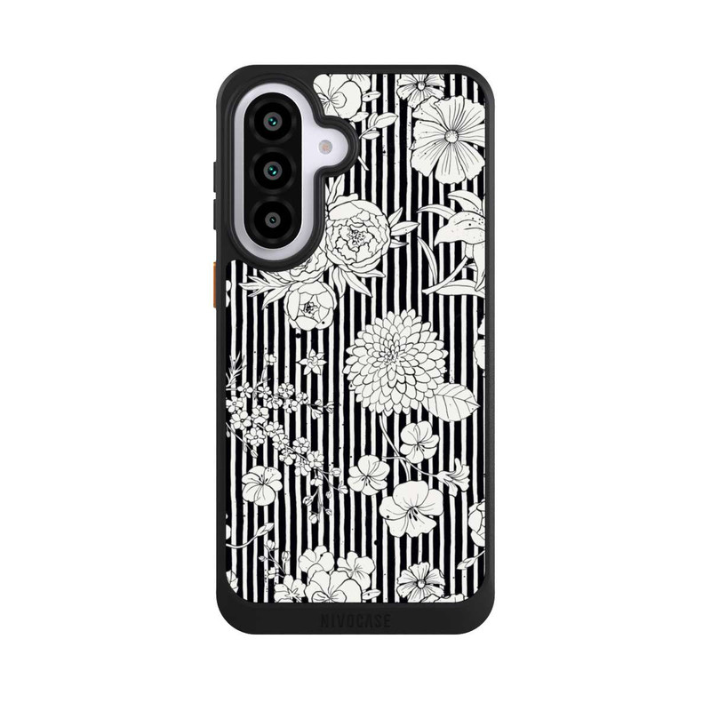 Galaxy A57 5G NIVOcore Fleurs et rayures noir et blanc