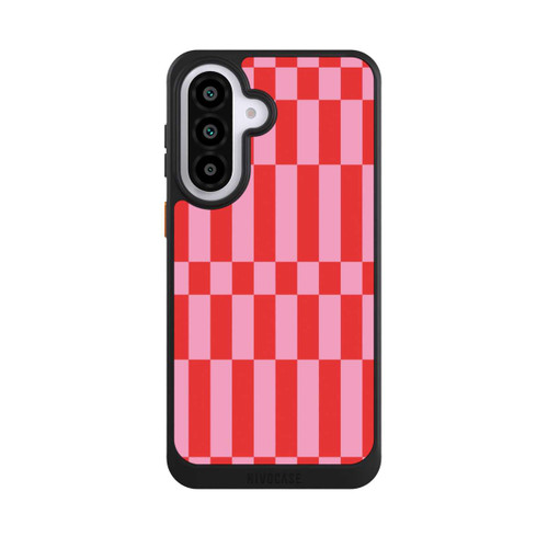 Samsung Galaxy A57 5G NIVOcore Checked Abstract Bold Coral Red and Pink Color Block