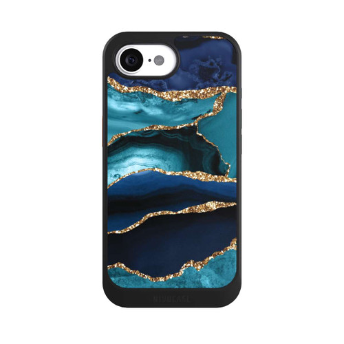 Apple iPhone 17e NIVOcore Dark and Light Blue Marble Gold Glitter Look