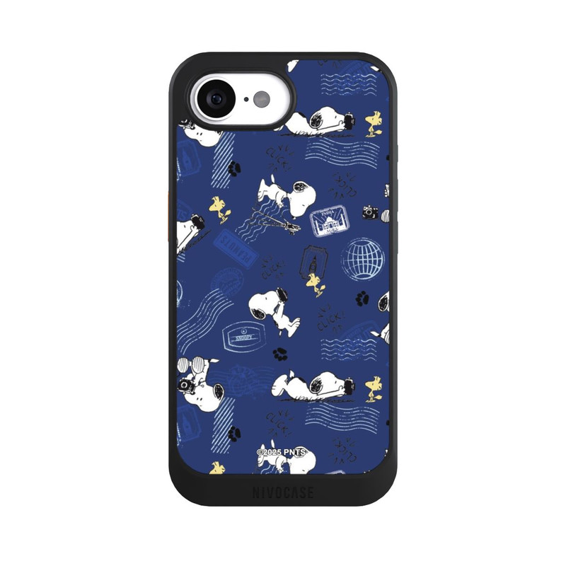 iPhone 17e NIVOcore Peanuts Travel Stamps Pattern Blue