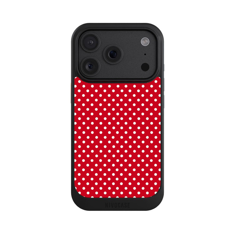 iPhone 18 Pro NIVOcore Polka Dots Dunkelrot und Weiß