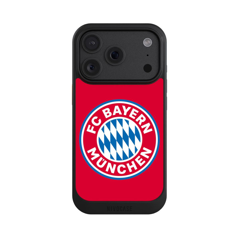 iPhone 18 Pro NIVOcore FCB Logo sur fond rouge