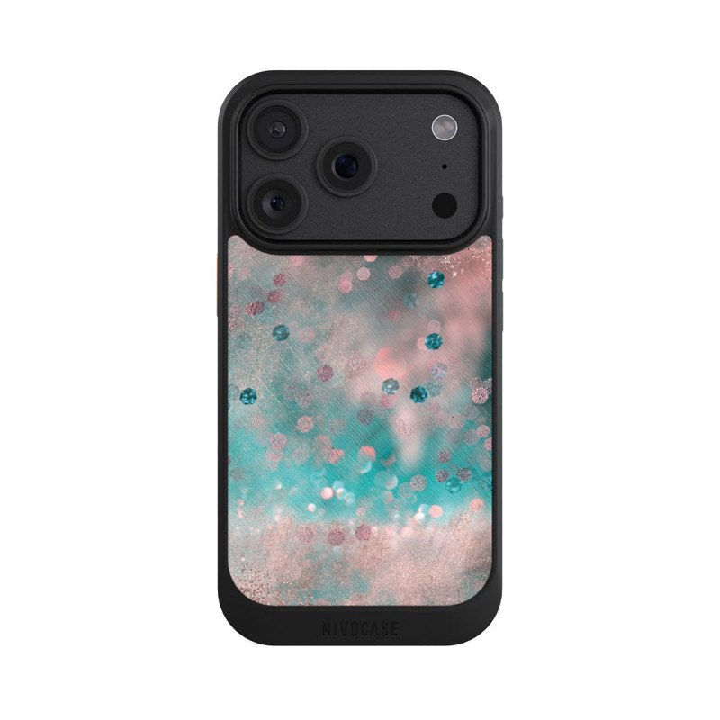 iPhone 18 Pro NIVOcore Look pailleté glamour turquoise