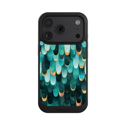Apple iPhone 18 Pro NIVOcore Imprimé or turquoise à plumes