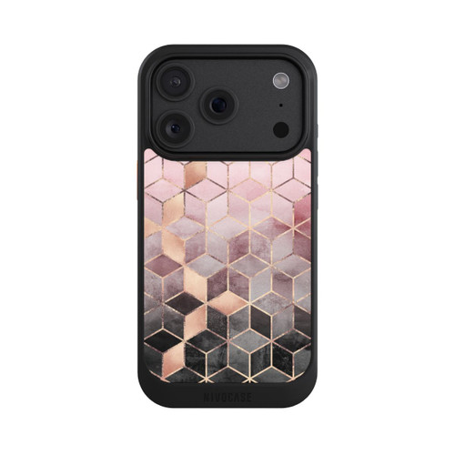 Apple iPhone 18 Pro NIVOcore Imprimé Cubes Dégradés Gris Rose