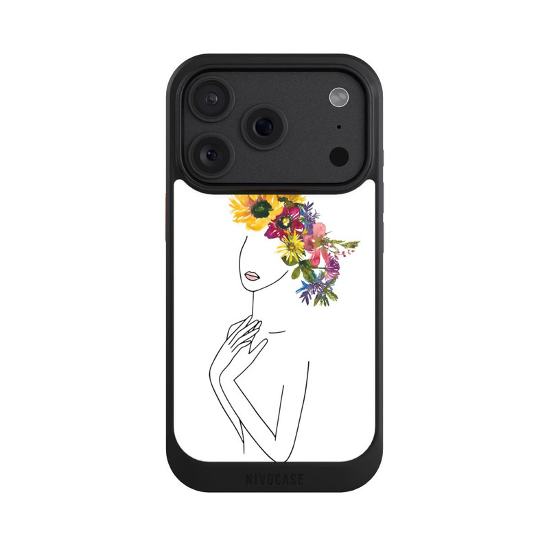 iPhone 18 Pro NIVOcore Line Art Frau mit Blumenkrone