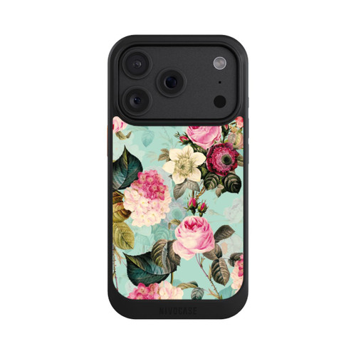 Apple iPhone 18 Pro NIVOcore Roses en papier peint turquoise