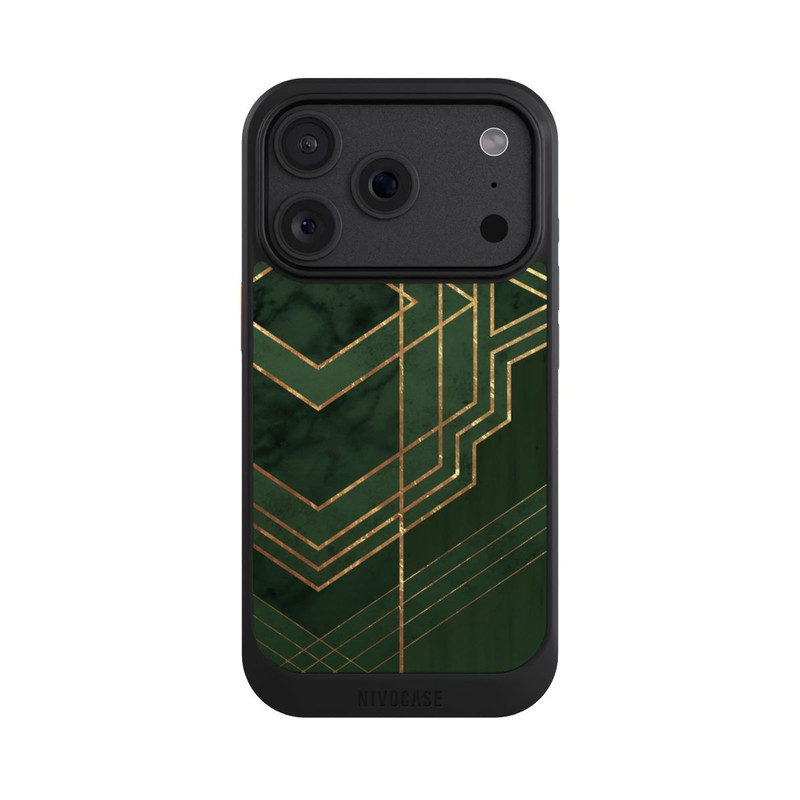 iPhone 18 Pro NIVOcore Dark Green Pattern Golden Stripes