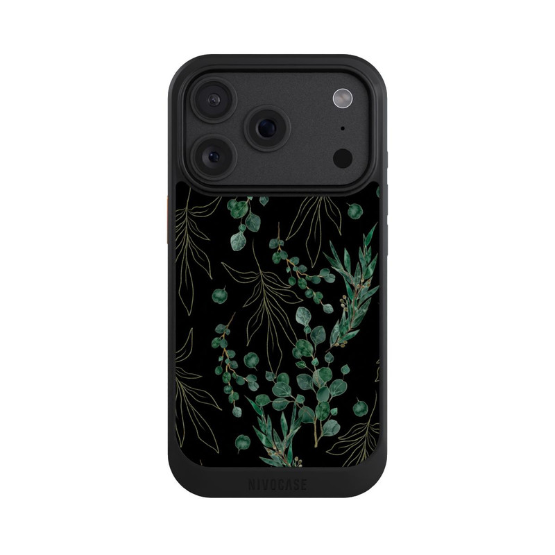 iPhone 18 Pro NIVOcore Feuilles d'Eucalyptus Fond Noir