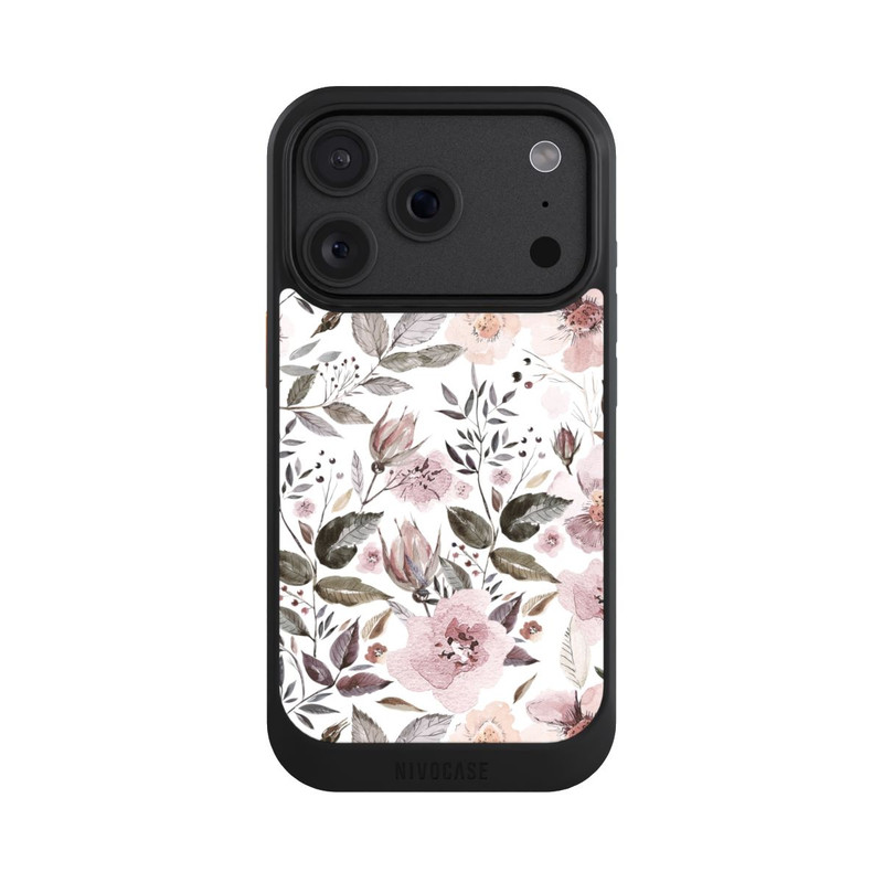 iPhone 18 Pro NIVOcore Aquarelle Fleurs Roses Brunes