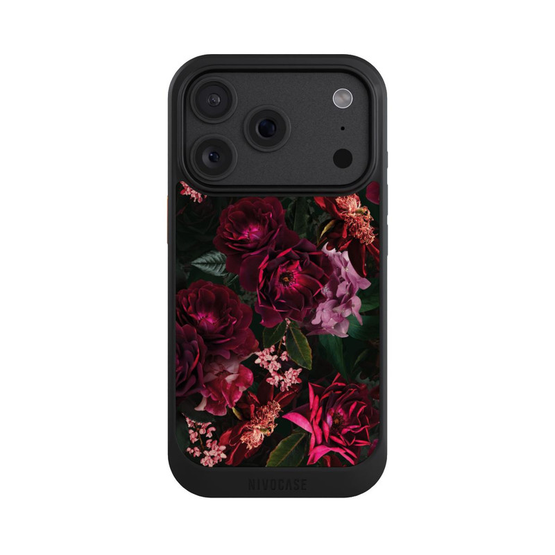 iPhone 18 Pro NIVOcore Fleurs rouge foncé et roses