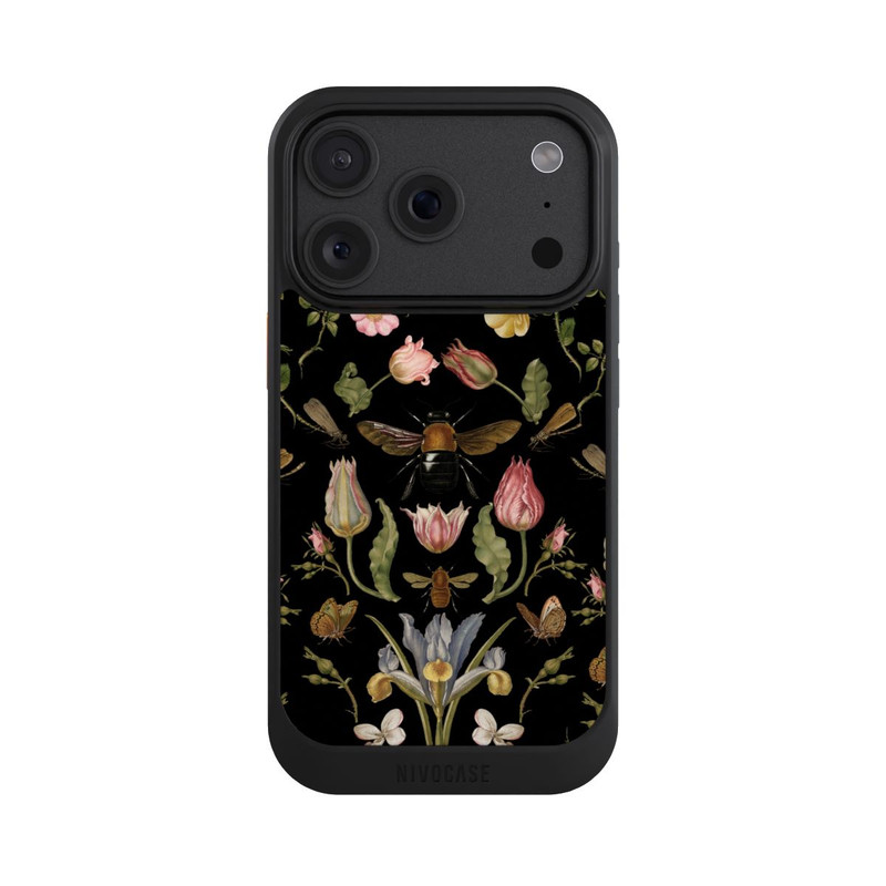 iPhone 18 Pro NIVOcore Wildblumen und Biene Schwarz
