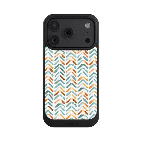 Apple iPhone 18 Pro NIVOcore Elegantes Herbstchevron Blau Orange