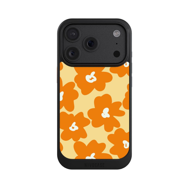 iPhone 18 Pro NIVOcore Fleurs Rétro Jaune & Orange