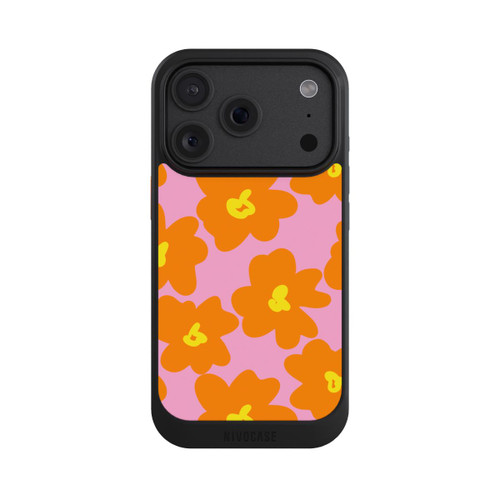 Apple iPhone 18 Pro NIVOcore Retro Blumenmuster Pink und Orange