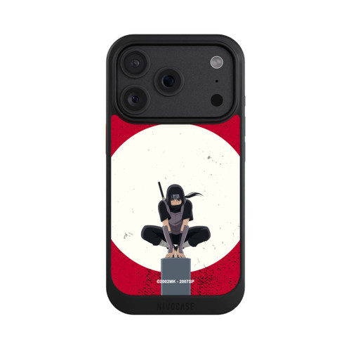 Apple iPhone 18 Pro NIVOcore Symbole Itachi Uchiha fond rouge