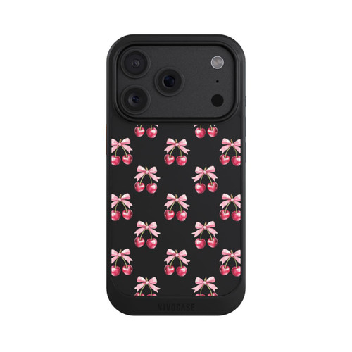 Apple iPhone 18 Pro NIVOcore Motif Nœud Cerise transparent avec IA