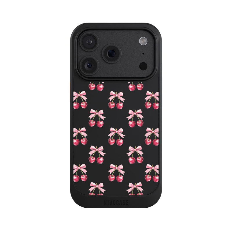 iPhone 18 Pro NIVOcore Motif Nœud Cerise transparent avec IA