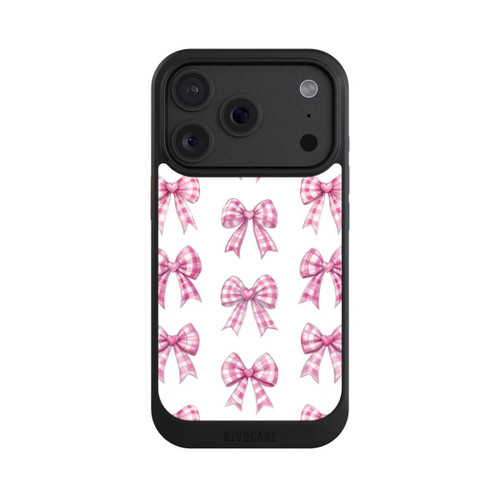 Apple iPhone 18 Pro NIVOcore Pink Gingham Hearts and Bows avec IA