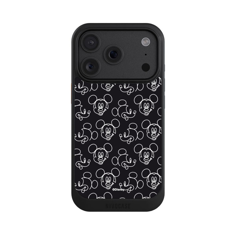 iPhone 18 Pro NIVOcore Disney Mickey Faces Black Line Art Pattern