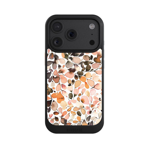 Apple iPhone 18 Pro NIVOcore Eucalyptus Watercolor Leaves Dark Brown Autumn