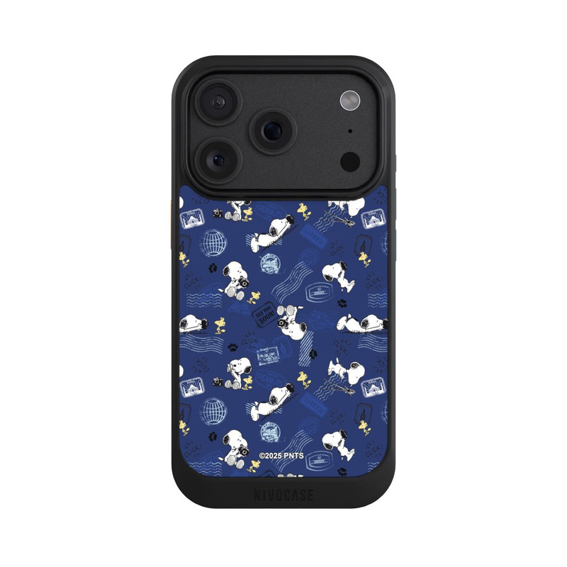 iPhone 18 Pro NIVOcore Peanuts Travel Stamps Pattern Blue