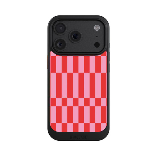 Apple iPhone 18 Pro NIVOcore Checked Abstract Bold Coral Red and Pink Color Block