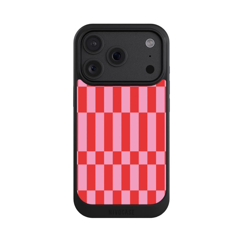 iPhone 18 Pro NIVOcore Checked Abstract Bold Coral Red and Pink Color Block