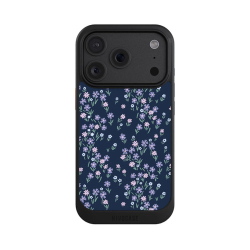 Apple iPhone 18 Pro NIVOcore Thème Floral Bleu Foncé