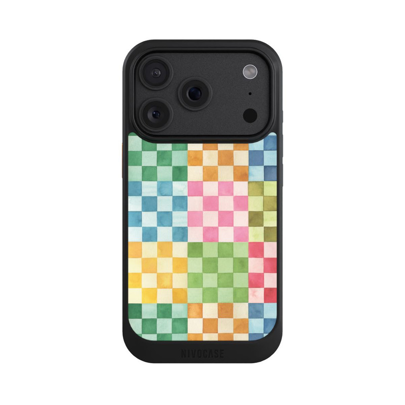 iPhone 18 Pro NIVOcore Checkerboard Watercolor Chess Geometric Red