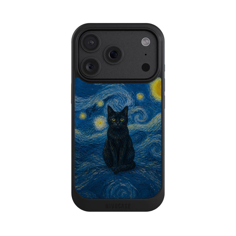iPhone 18 Pro NIVOcore Starry Night by Vincent van Gogh with Cat with AI