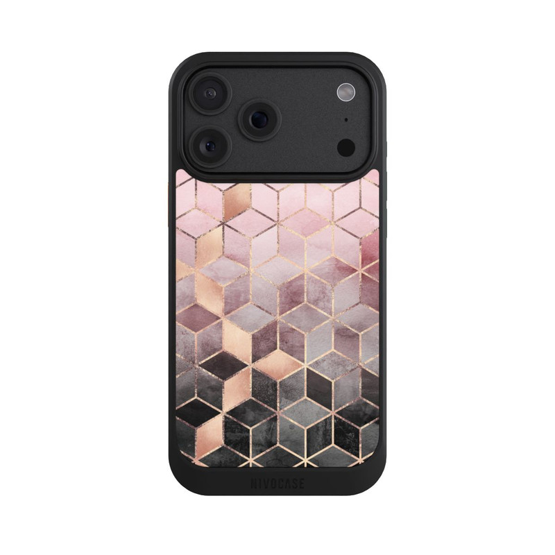iPhone 18 Pro Max NIVOcore Imprimé Cubes Dégradés Gris Rose