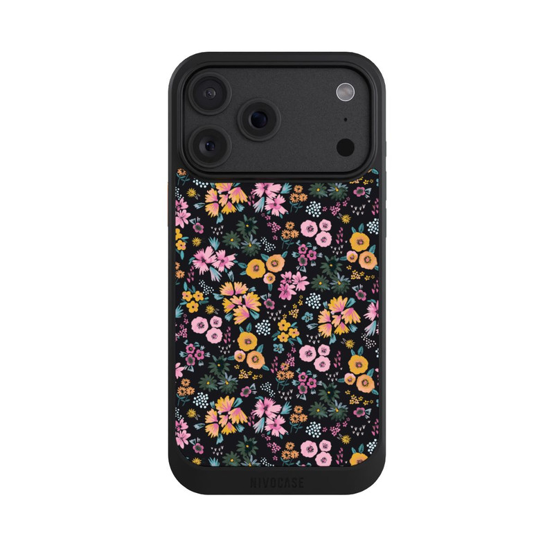iPhone 18 Pro Max NIVOcore Kleine bunte Blumen Schwarz 2