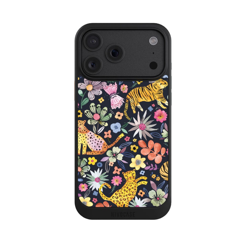 iPhone 18 Pro Max NIVOcore Frühlingsblumen mit Tiger schwarz