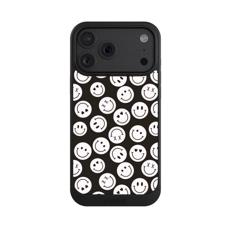 iPhone 18 Pro Max NIVOcore Smiles Emotes Pattern Black And White