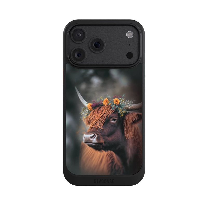 iPhone 18 Pro Max NIVOcore Hochland Rind mit Blumen mit KI