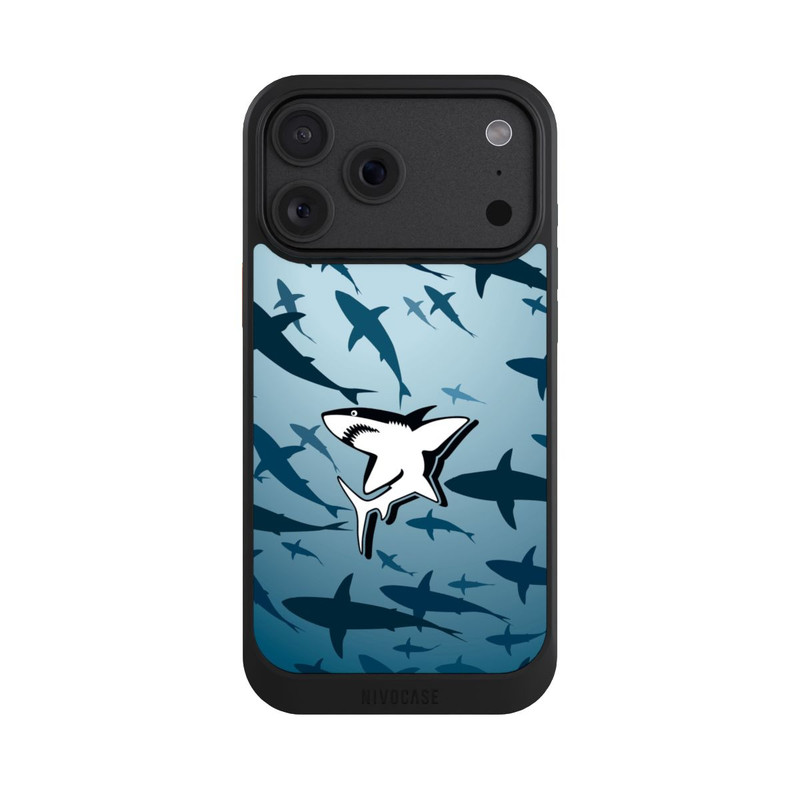 iPhone 18 Pro Max NIVOcore Haie Muster Blau