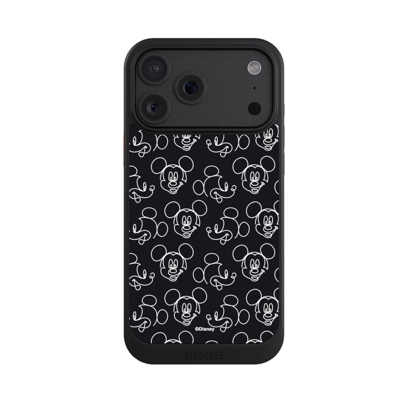 iPhone 18 Pro Max NIVOcore Disney Mickey Faces Black Line Art Pattern