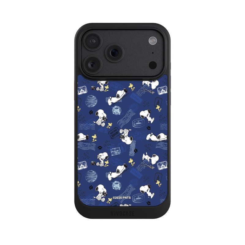 iPhone 18 Pro Max NIVOcore Peanuts Travel Stamps Pattern Blue